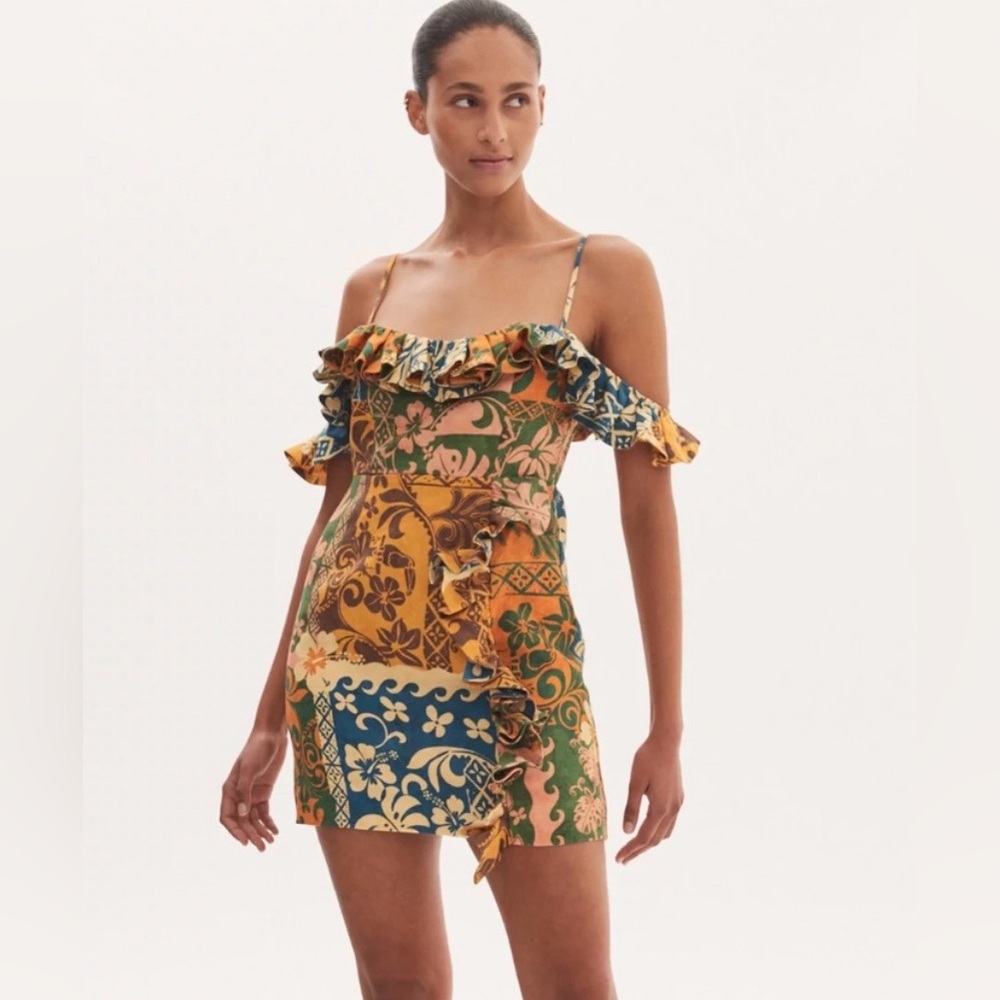 ALEMAIS Archie Floral Linen Mini Dress
Back zip
Adjustable straps